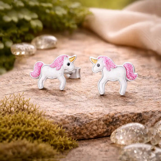 Einhorn Ohrstecker Kinder 925 Silber – Fantasie Bunt Bild 2