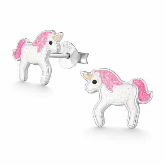 Einhorn Ohrstecker Kinder 925 Silber – Fantasie Bunt Bild 1