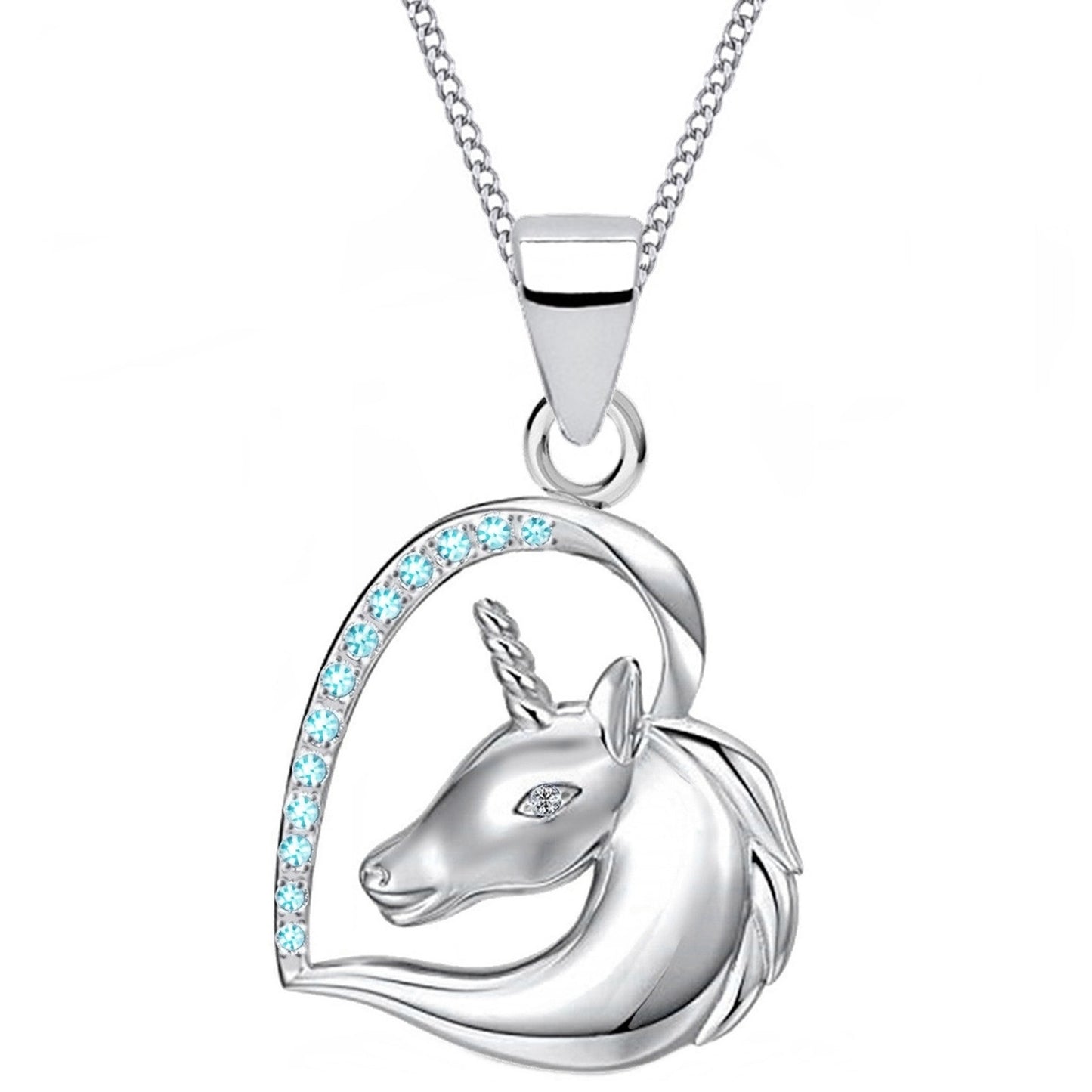 Einhorn im Herz Halskette 925 Silber (40-50cm)