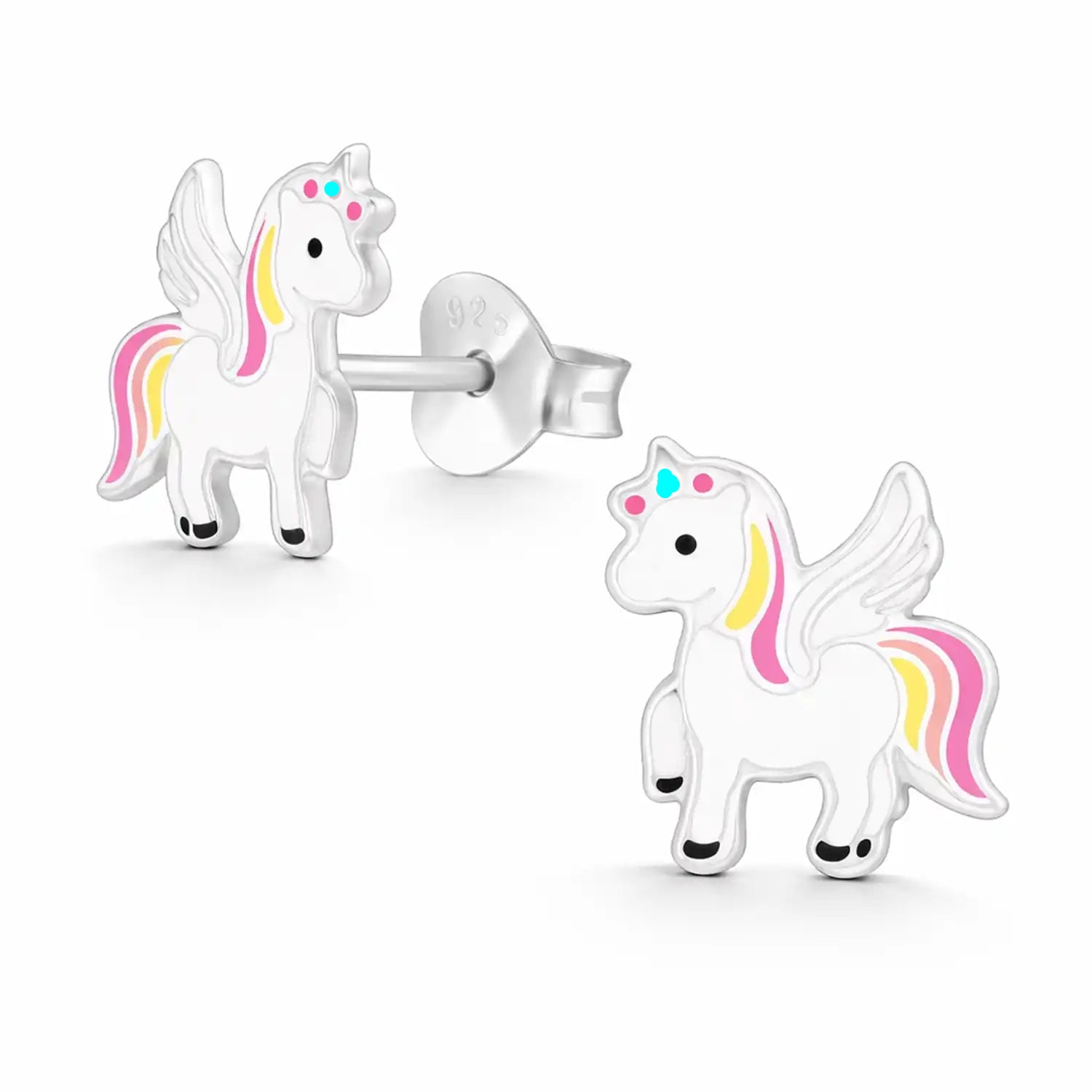 Einhorn Ohrstecker Kinder 925 Silber – Sanfte Farben Bild 1