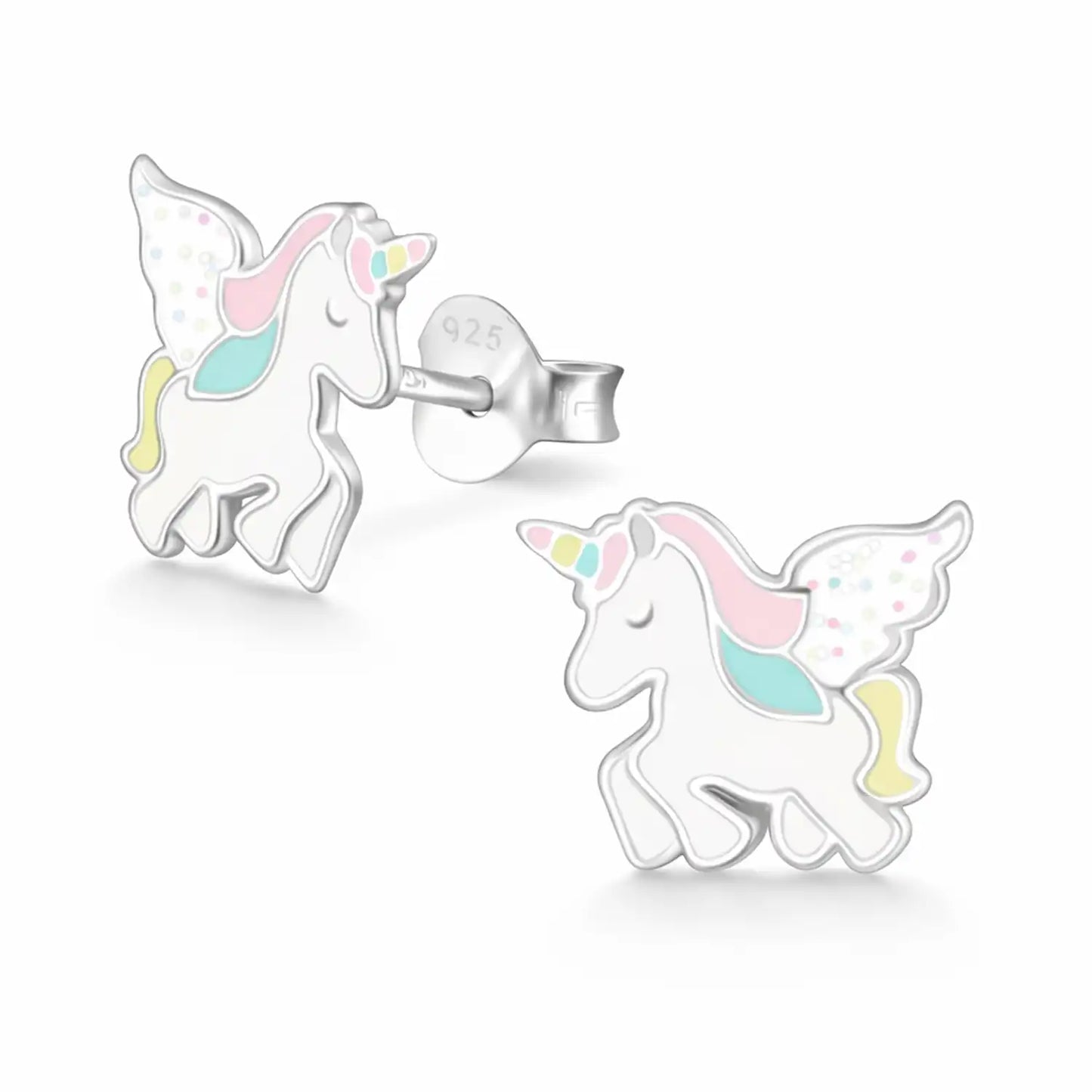 Einhorn Ohrstecker Kinder 925 Silber – Pastell Bunt Bild 1