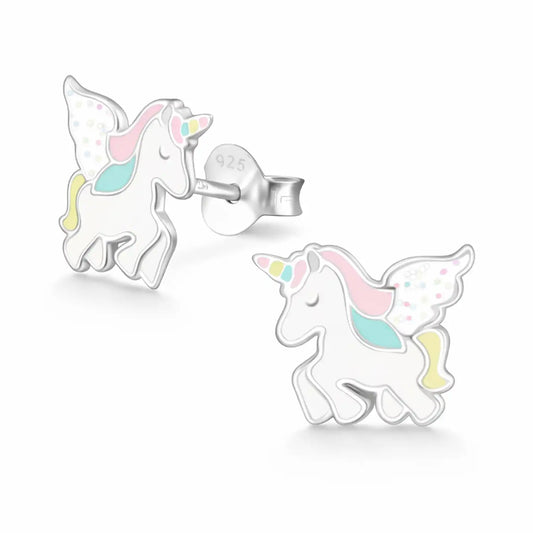 Einhorn Ohrstecker Kinder 925 Silber – Pastell Bunt Bild 1