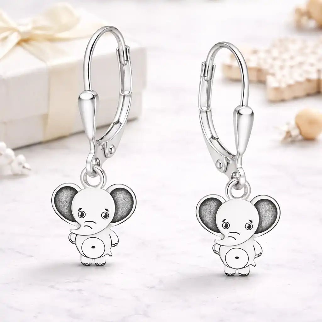 Elefanten Ohrringe Kinder Silber 925 – Süße Tier Schmuck Bild 2