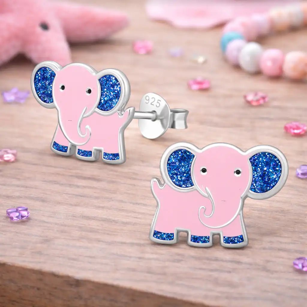 Elefant Ohrstecker Kinder 925 Silber – Tierdesign Weiß Bild 4