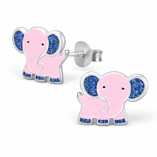 Elefant Ohrstecker Kinder 925 Silber – Tierdesign Blau Bild 1