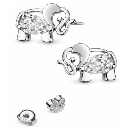 Elefanten Ohrstecker Silber 925 - Tier Zirkonia Glanz Bild 1