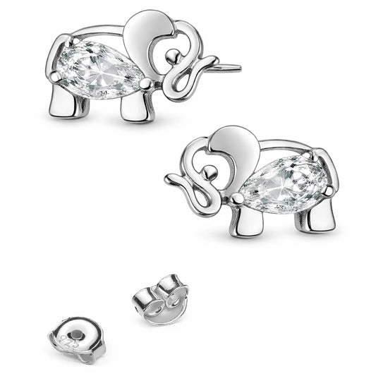 Elefanten Ohrstecker Silber 925 - Tier Zirkonia Glanz Bild 1