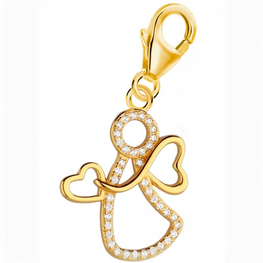 Schutzengel Charm Gold 925 Silber - Schutz Anhänger für Armband Bild 1