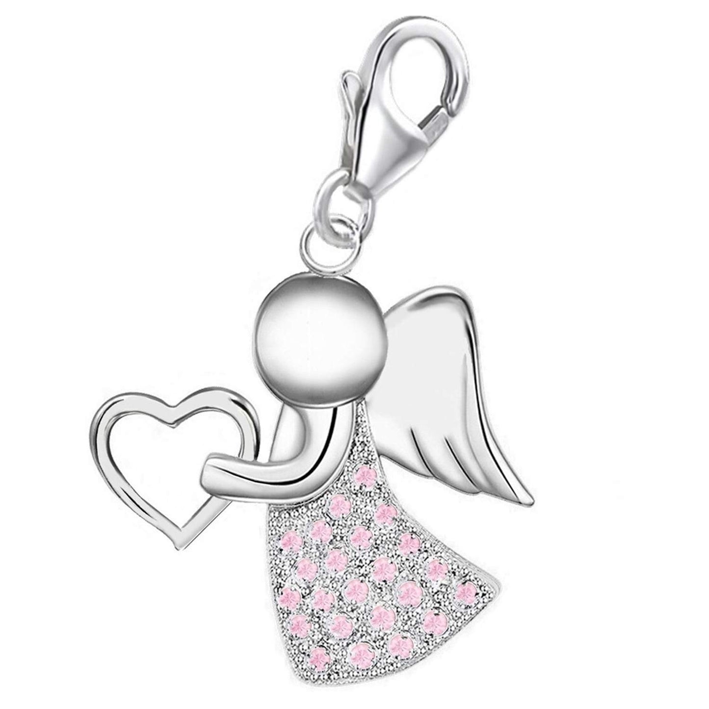 Engel Charm Rosa Silber 925 mit Herz - Bettelarmband Geschenkidee