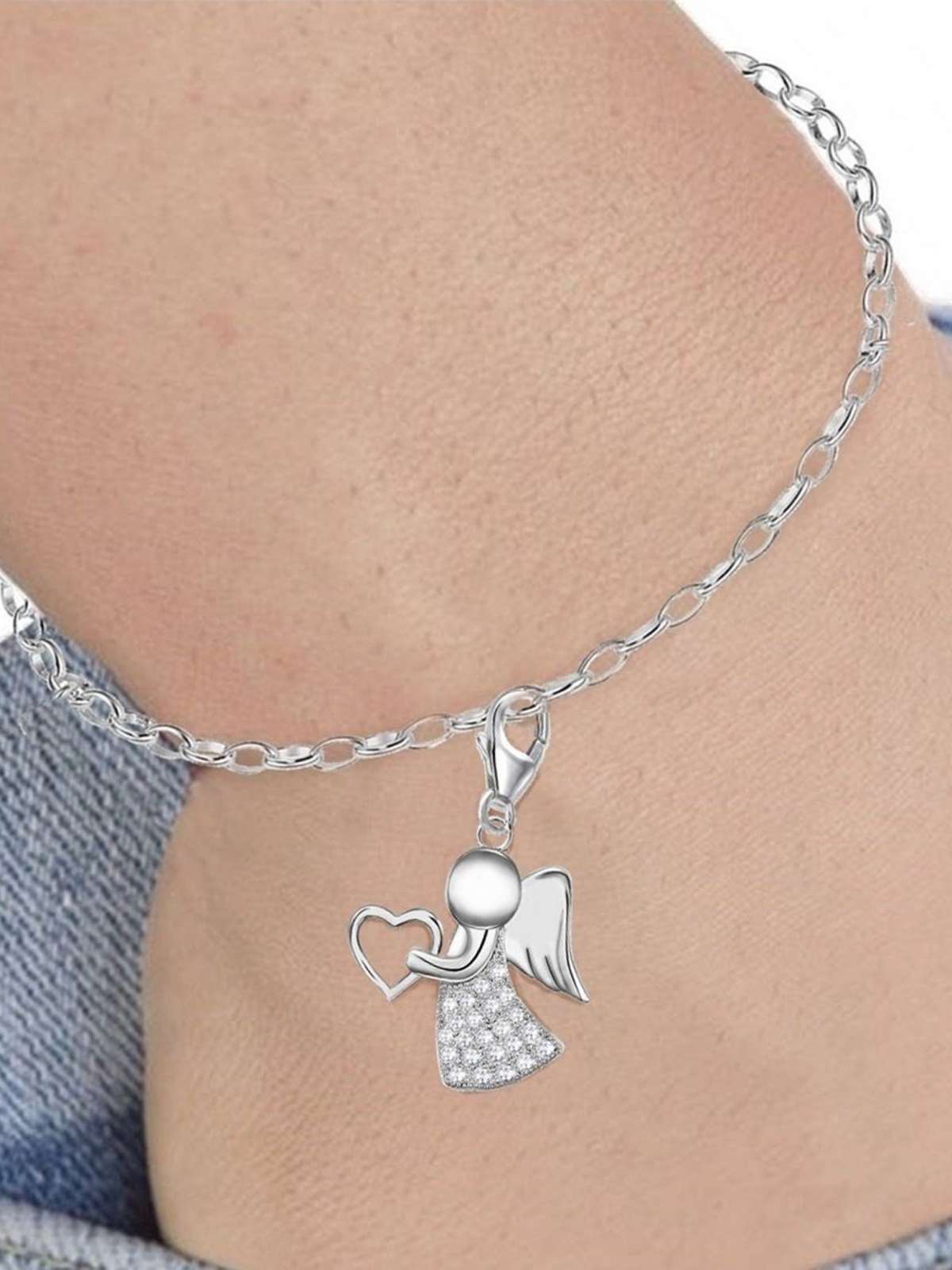 Engel Charm auf Bettelarmband 925 Silber