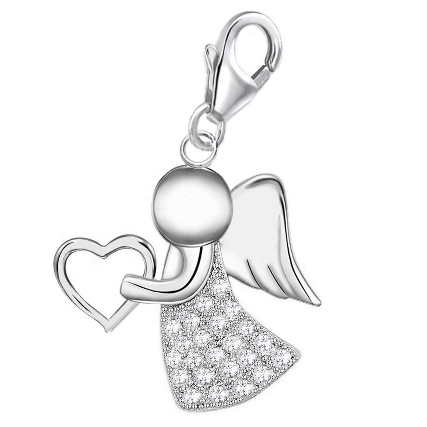 Engel Charm Weiß Silber 925 mit Herz - Bettelarmband Geschenkidee
