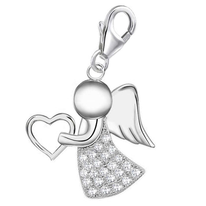 Engel Charm Weiß Silber 925 mit Herz - Bettelarmband Geschenkidee
