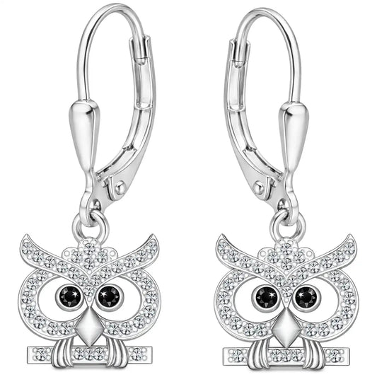 Eulen Ohrhänger 925 Silber – Vogel Natur Schmuck Bild 1