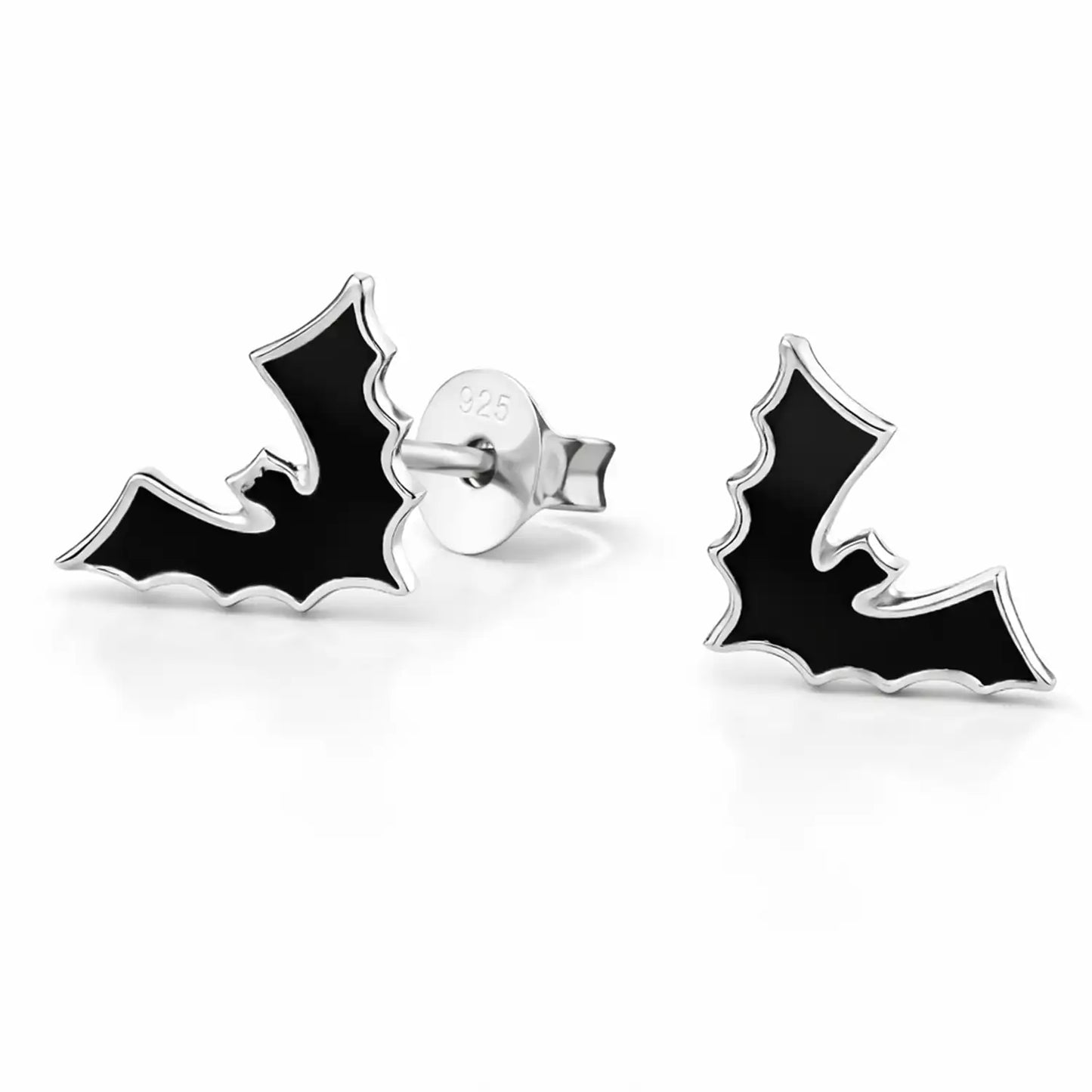Fledermaus Ohrstecker 925 Silber Vampir Bat - Schwarz Bild 1