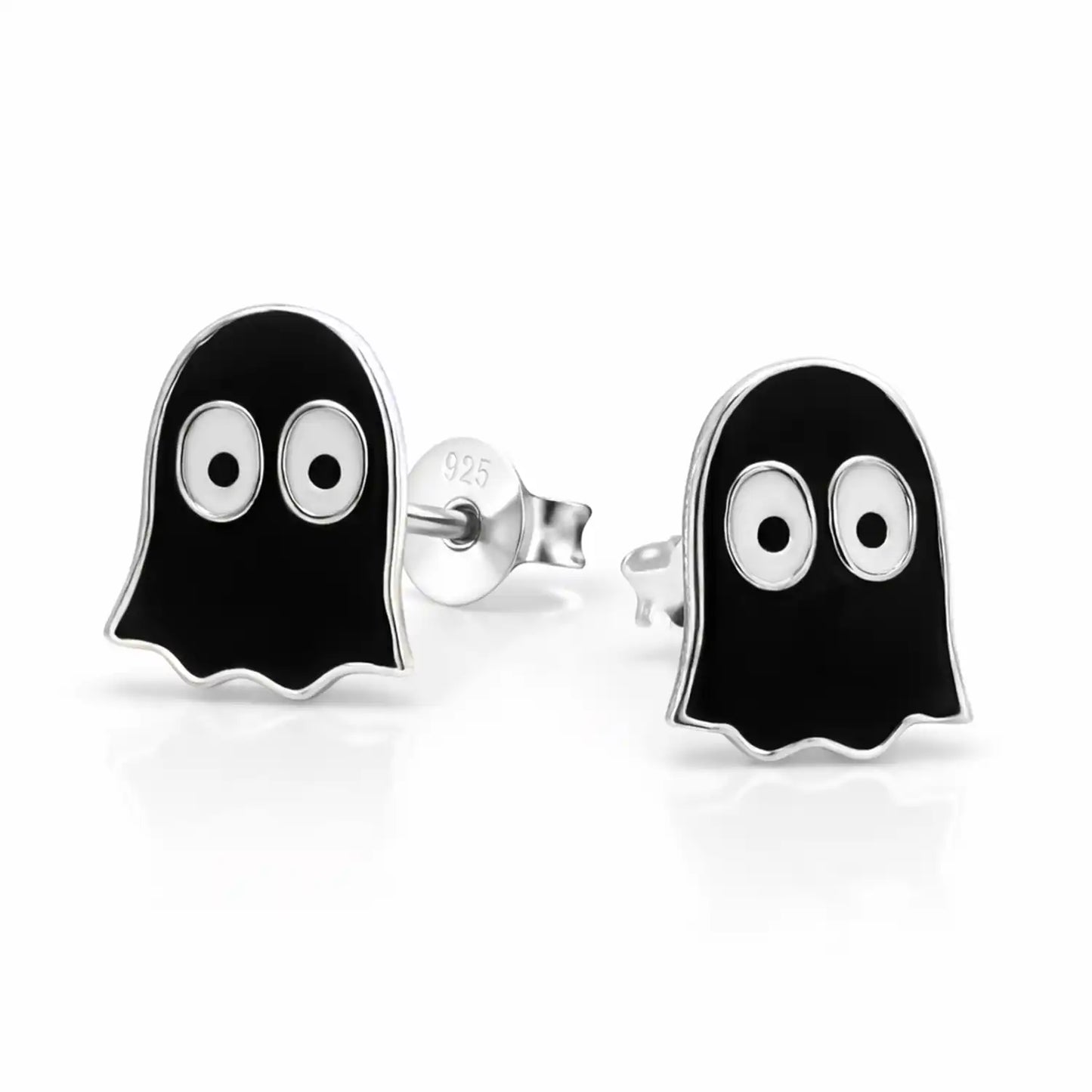 Gespenst Ohrstecker 925 Silber Geist - Schwarz Bild 1