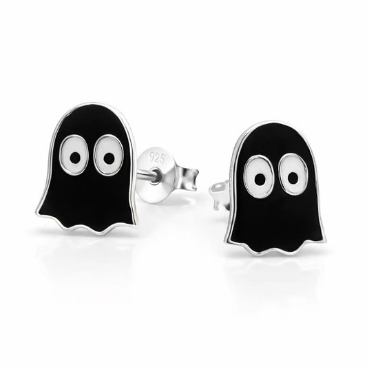 Gespenst Ohrstecker 925 Silber Geist - Schwarz Bild 1