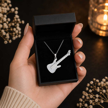 Gitarre Herz Halskette in meiner Premium Schmuckgeschenkbox 26