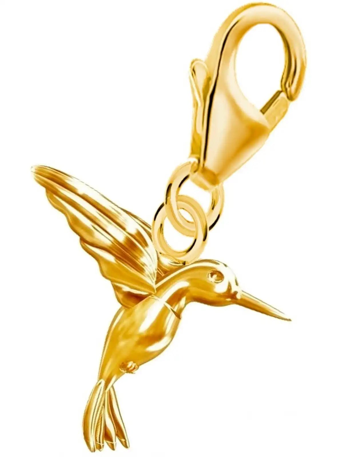 Kolibri Charm aus 925 Silber vergoldet – Anhänger für Charmkette Bild 1