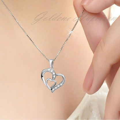 Halskette Damen Silber 925 Herz Diamant Zirkonia 45 cm Bild 2
