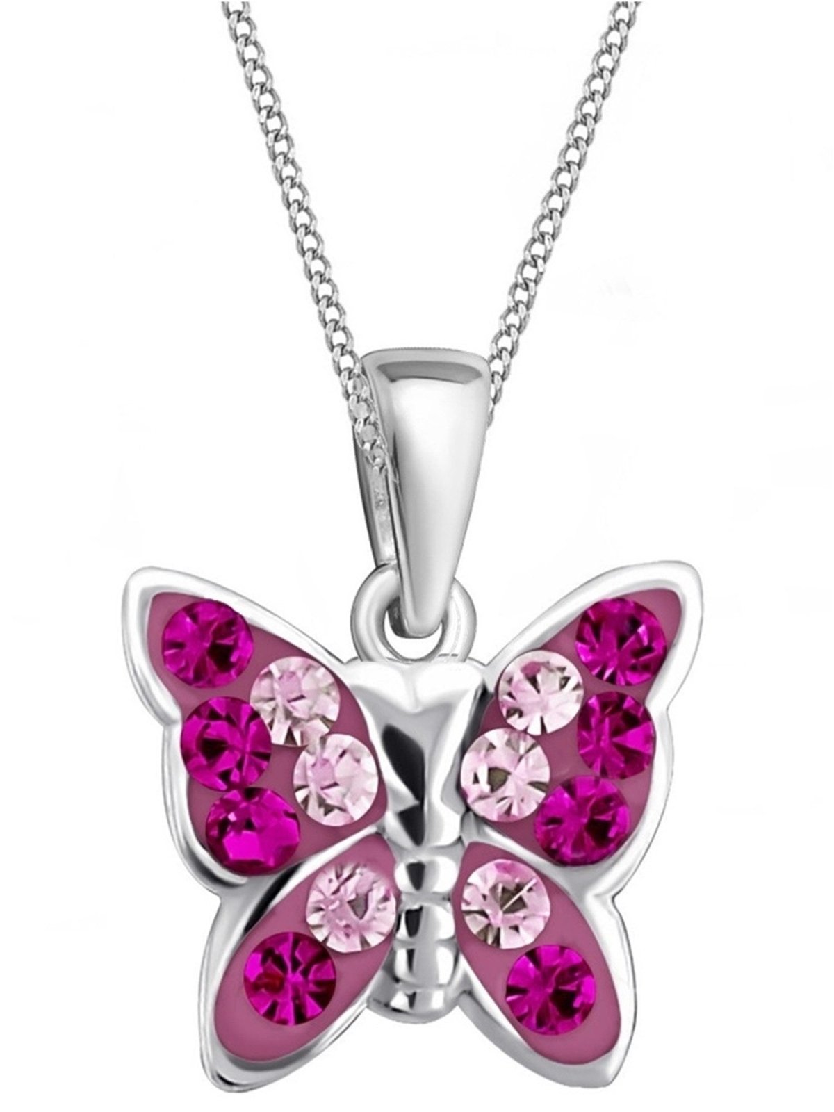 Halskette Kinder Schmetterling Silber 925 Kristall Pink 38 cm Bild 2