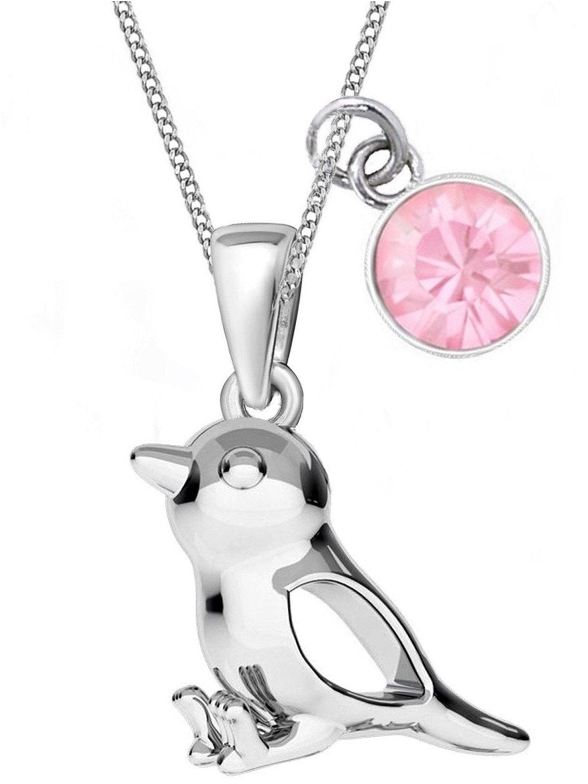 Halskette Kinder Spatz Silber 925 Vogel Rosa 38 cm Bild 1