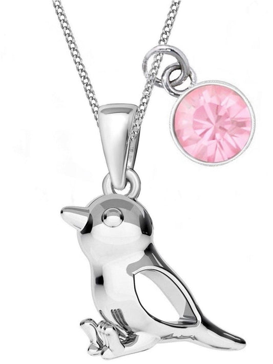 Halskette Kinder Spatz Silber 925 Vogel Rosa 38 cm Bild 1