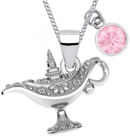 Kinderkette mit Wunderlampe Anhänger aus echtem 925 Silber rosa Bild 1