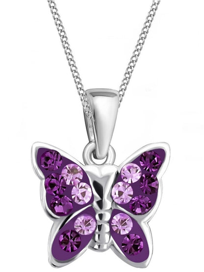Halskette Mädchen Schmetterling Silber 925 Kristall Lila 38 cm Bild 1
