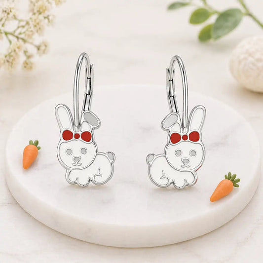 Hase Ohrringe Kinder Silber 925 – Kaninchen Ohrhänger Bild 2