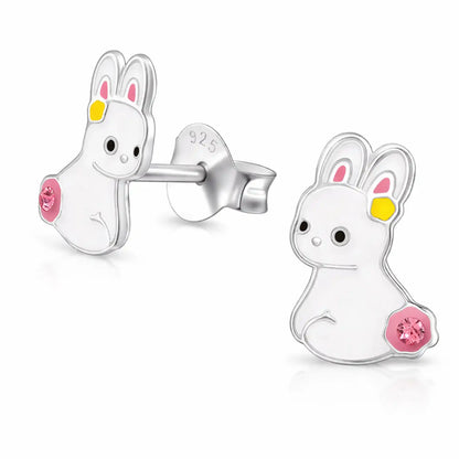 Hase Ohrstecker Kinder weiß 925 Silber – Kaninchen Bild 1