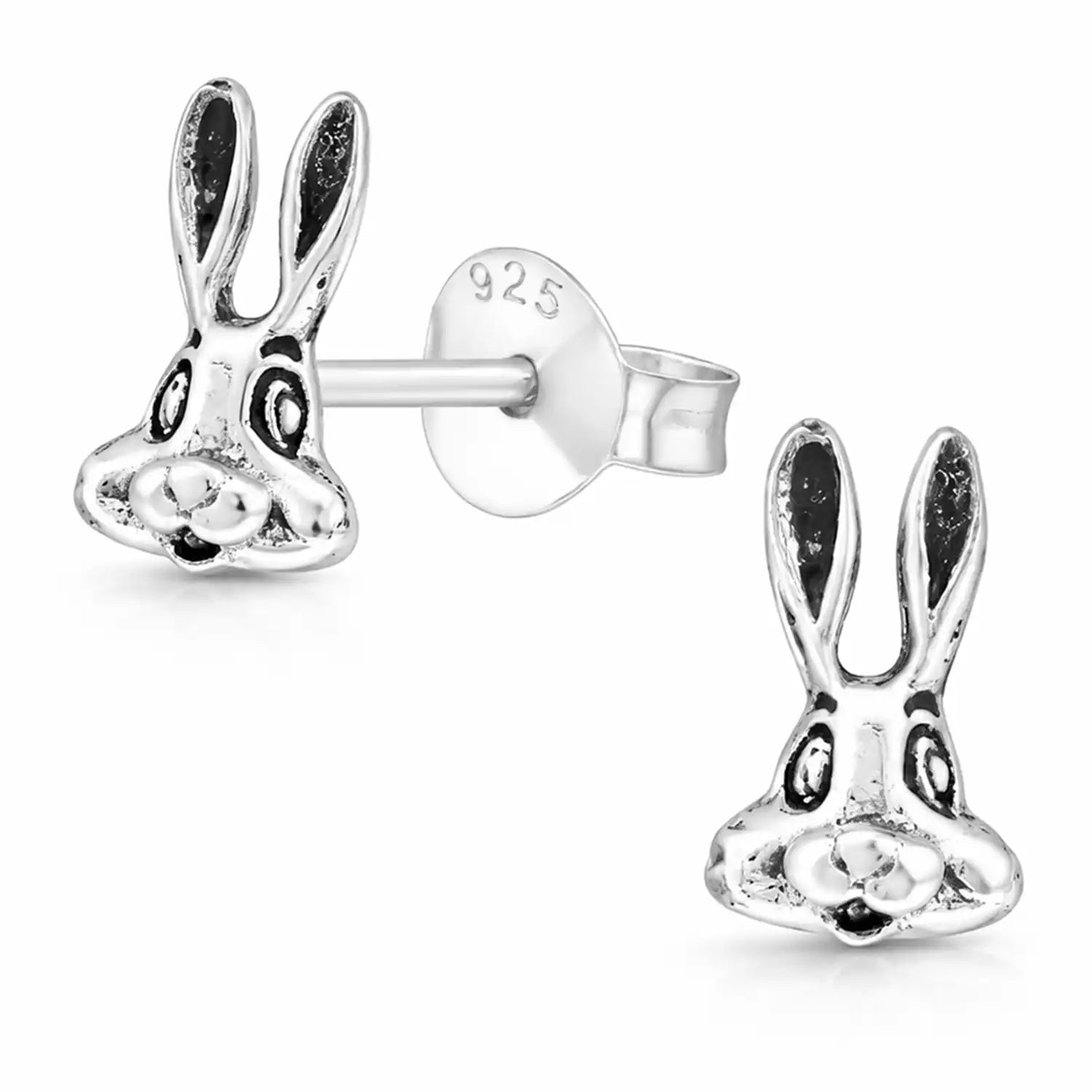Hasen Ohrstecker Silber 925 – Kaninchen Vintage - Look Bild 1