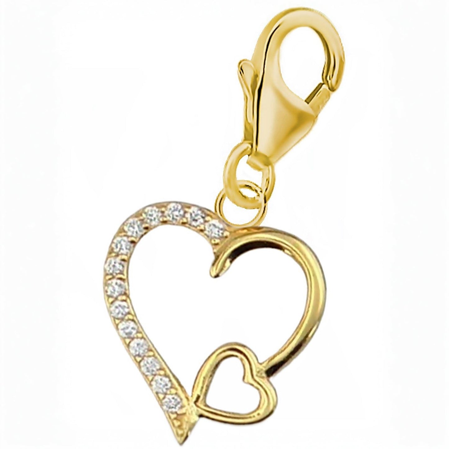 Herz Charm vergoldet 925 Silber - Geschenk für Armband Anhänger Bild 1