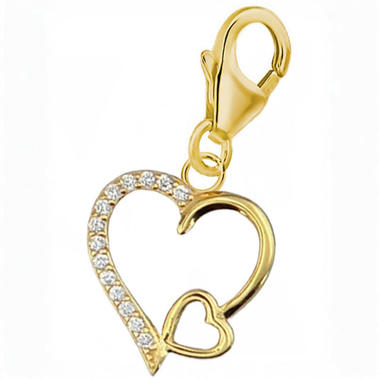 Herz Charm vergoldet 925 Silber - Geschenk für Armband Anhänger Bild 1