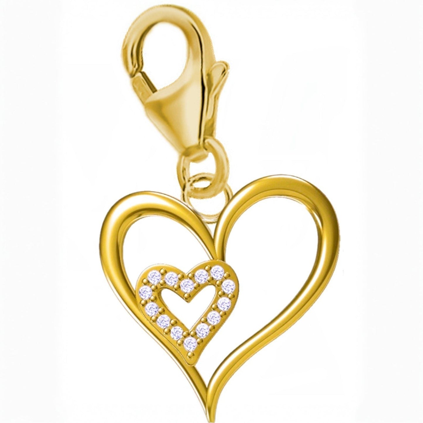 Herz Charm vergoldet 925 Silber - Armband Anhänger Geschenkidee Bild 1