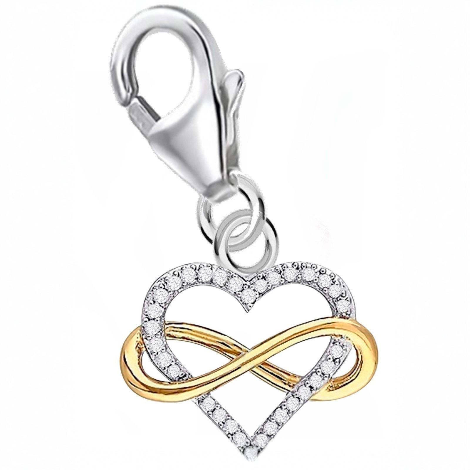 Herz Charm zweifarbig – 925 Silber Infinity Schmuck Bild 1