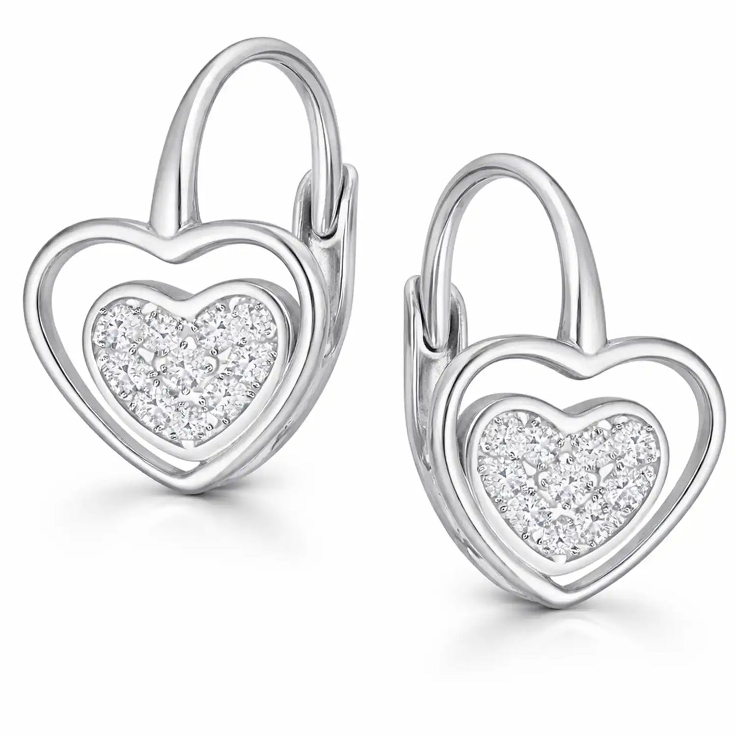 Herz Ohrhänger 925 Silber – Brisur Ohrringe elegant Bild 1