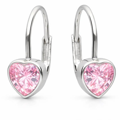 Herz Ohrringe 925 Silber – Kinder Ohrhänger rosa Bild 1