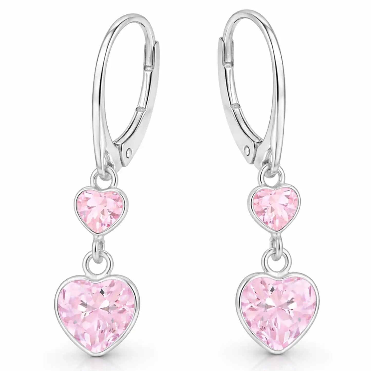 Herz Ohrringe 925 Silber – Zirkonia Herzen Geschenk Rosa Bild 2