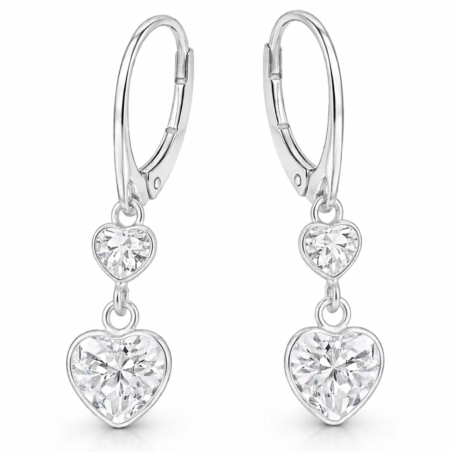 Herz Ohrringe 925 Silber – Zirkonia Herzen Geschenk Weiß Bild 1