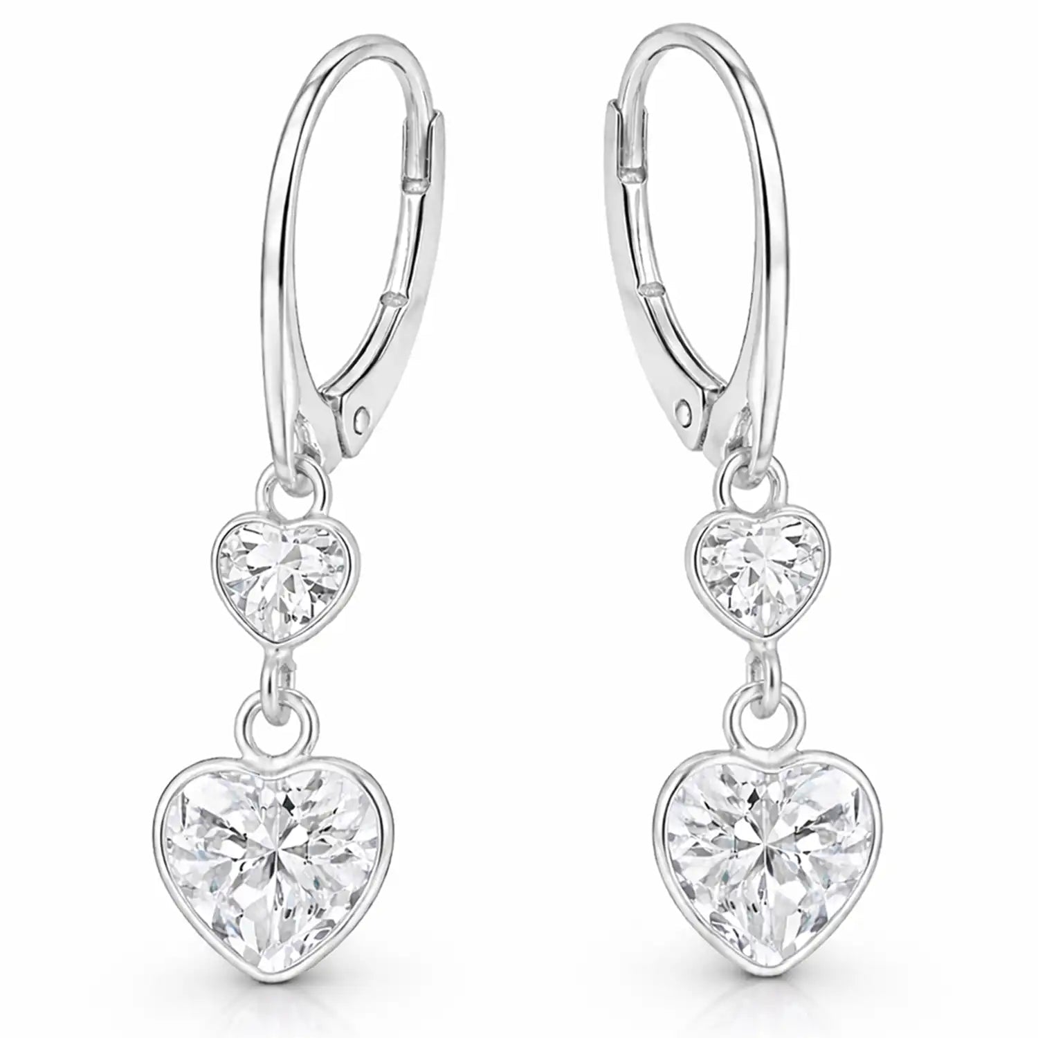 Herz Ohrringe 925 Silber – Zirkonia Herzen Geschenk Weiß Bild 1