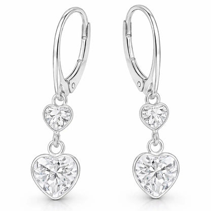 Herz Ohrringe 925 Silber – Zirkonia Herzen Geschenk Weiß Bild 1