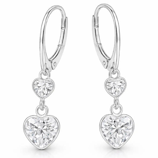 Herz Ohrringe 925 Silber – Zirkonia Herzen Geschenk Weiß Bild 1