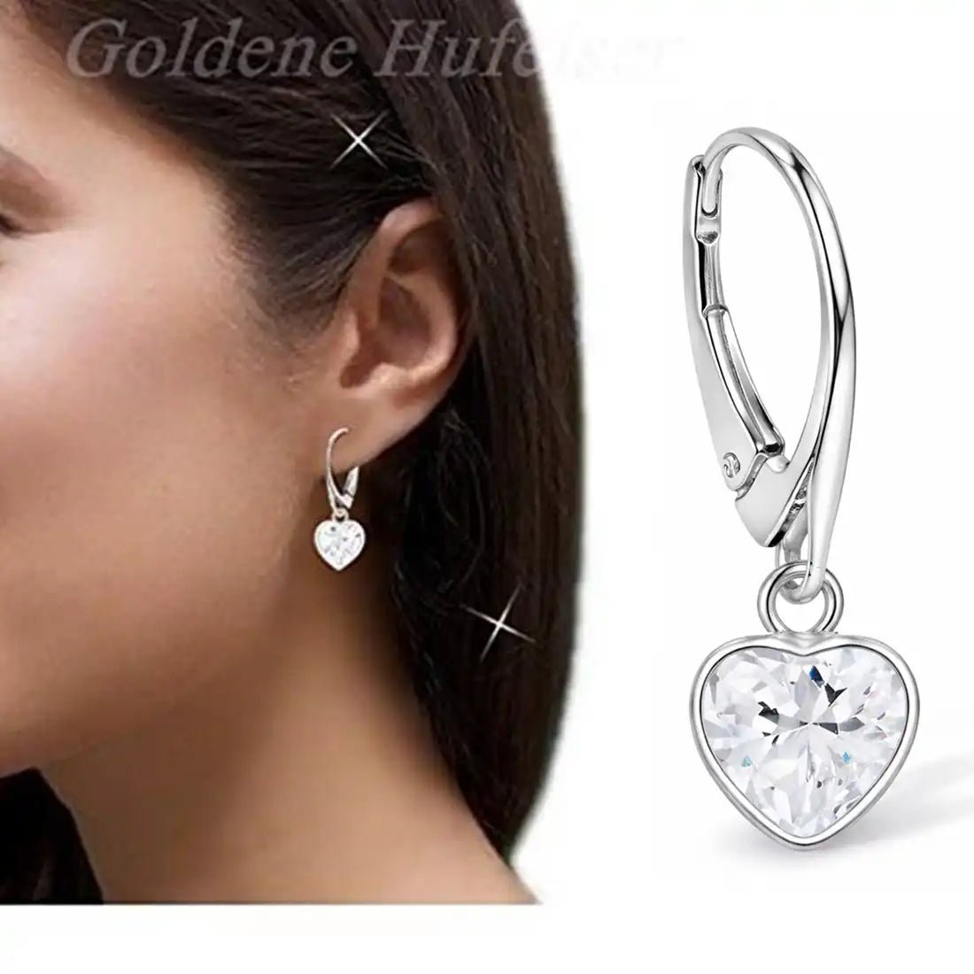 Herz Ohrringe Silber 925 – Ohrhänger Herz - Design Rosa Bild 4