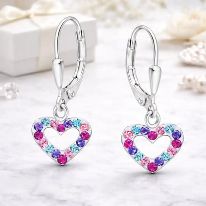 Herz Ohrringe Kinder Silber 925 Mädchen Ohrhänger bunt Bild 2