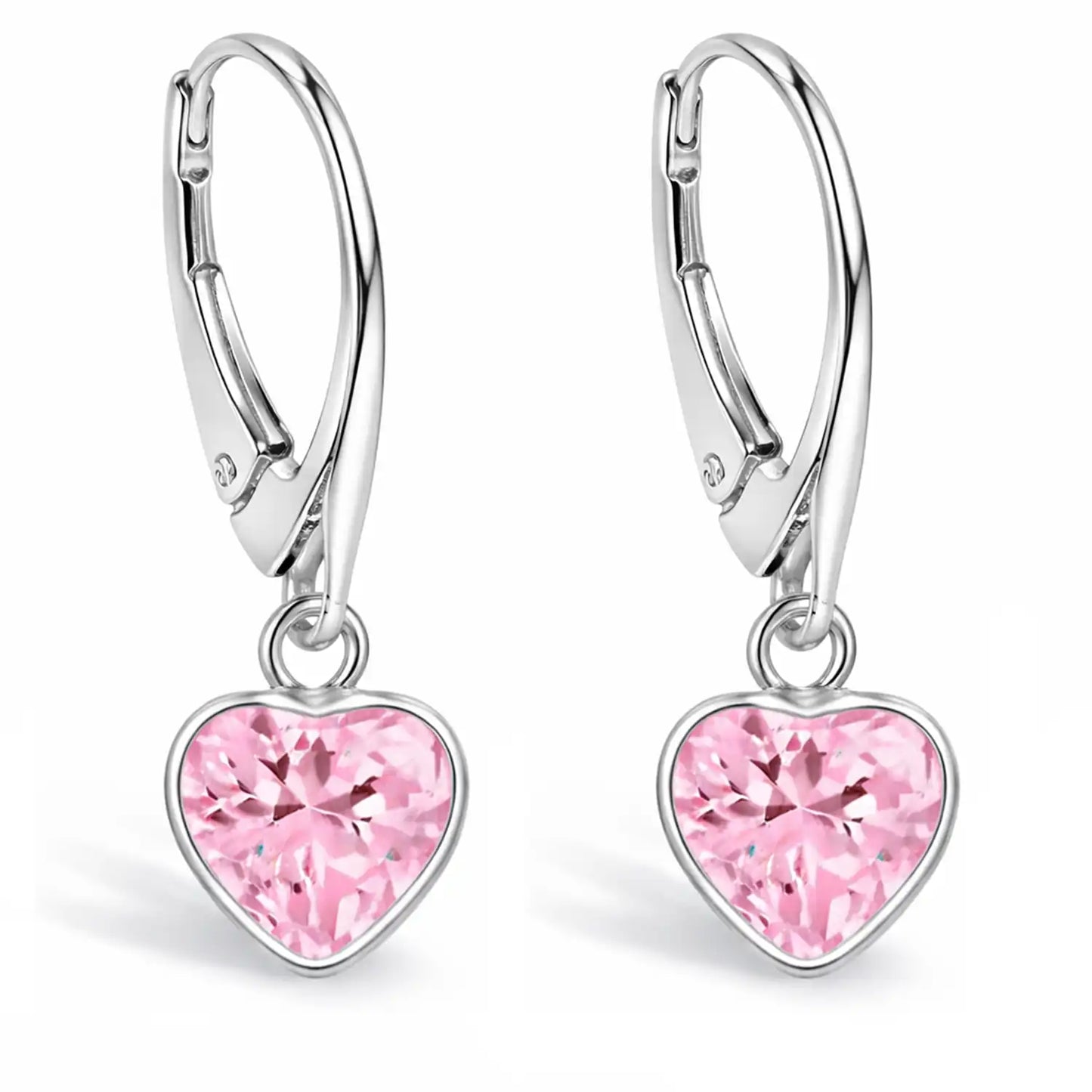 Herz Ohrringe Silber 925 – Ohrhänger Herz - Design Rosa Bild 3