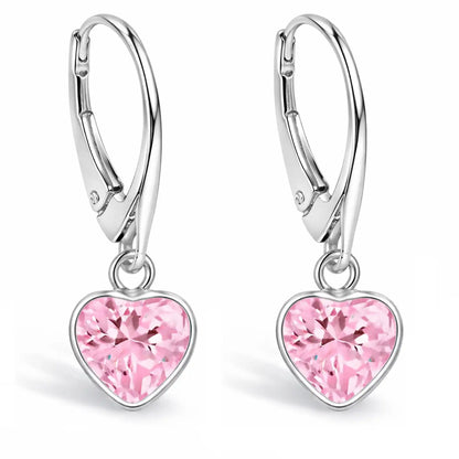 Herz Ohrringe Silber 925 – Ohrhänger Herz - Design Rosa Bild 3