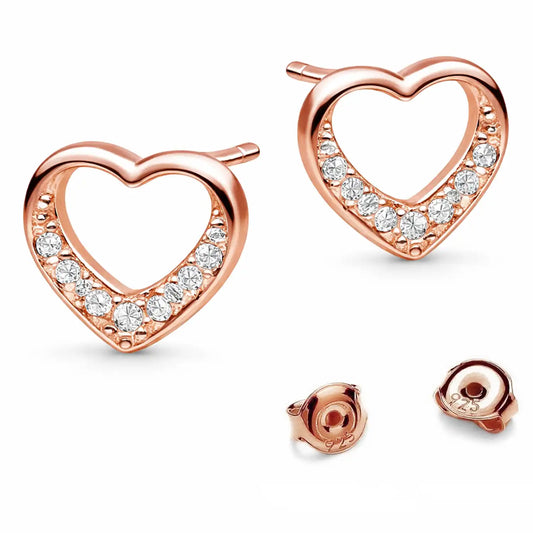 Herz Ohrstecker rosegold vergoldet 925 Silber – Elegant Bild 1