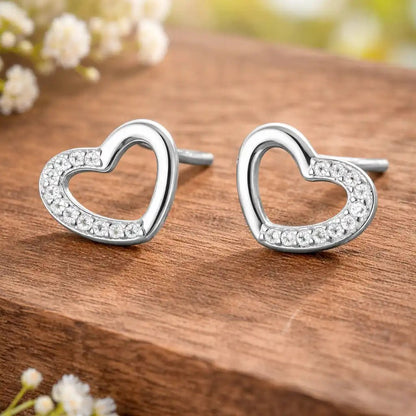 Herz Ohrstecker Silber 925 mit Zirkonia - Elegant Bild 2