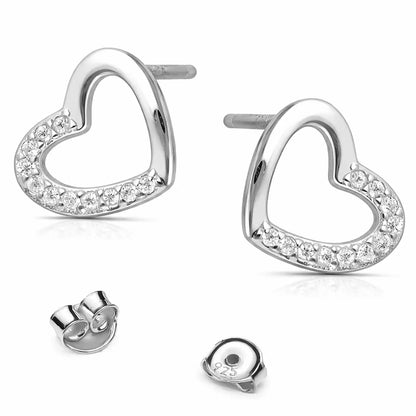Herz Ohrstecker Silber 925 mit Zirkonia - Elegant Bild 1