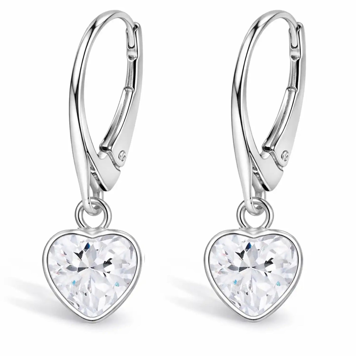 Herz Ohrringe Silber 925 – Ohrhänger Herz - Design Weiß Bild 1